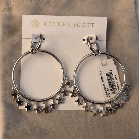 Kendra Scott Sloane Silver Tone Star Open Frame Convertible Hoop Earrings NWT - Picture 9 of 13